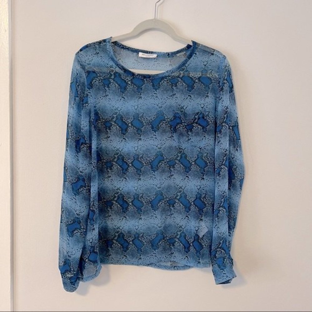 EQUIPMENT FEMME Silk Snakeskin Print Blouse in Blue